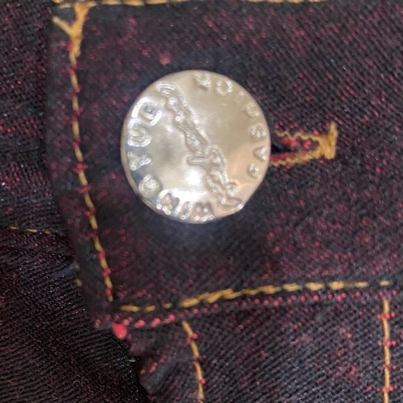 Medane Fashion stretch denim long pencil skirt flocked front design size 26 - Picture 10 of 11